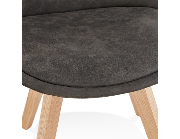 Chaise en microfibre grise AXEL avec structure en bois finition naturelle
