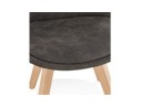 Chaise en microfibre grise AXEL avec structure en bois finition naturelle