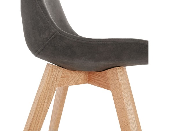 Chaise en microfibre grise AXEL avec structure en bois finition naturelle