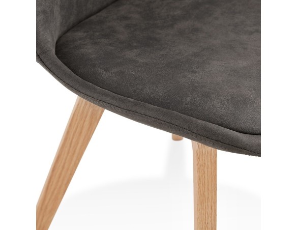 Chaise en microfibre grise AXEL avec structure en bois finition naturelle