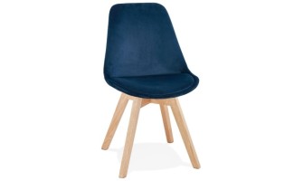 CH03340BUNA 5420072089843 Chaise en velours bleu JOE avec structure en bois naturel