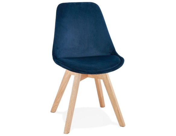 CH03340BUNA 5420072089843 Chaise en velours bleu JOE avec structure en bois naturel