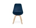 Chaise en velours bleu JOE avec structure en bois naturel