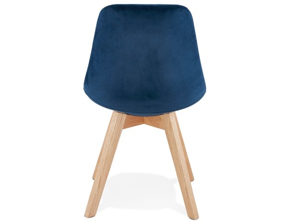Chaise en velours bleu JOE avec structure en bois naturel