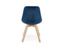 Chaise en velours bleu JOE avec structure en bois naturel
