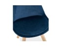 Chaise en velours bleu JOE avec structure en bois naturel