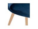 Chaise en velours bleu JOE avec structure en bois naturel