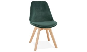 CH03360GENA 5420072089881 Chaise en velours vert JOE avec structure en bois naturel