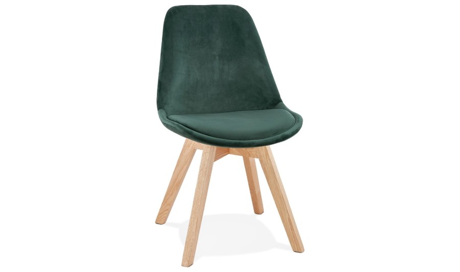 CH03360GENA 5420072089881 Chaise en velours vert JOE avec structure en bois naturel CH03360GENA 5420072089881 Chaise en velours vert JOE avec structure en bois naturel