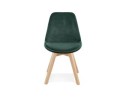 Chaise en velours vert JOE avec structure en bois naturel