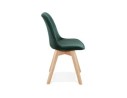 Chaise en velours vert JOE avec structure en bois naturel
