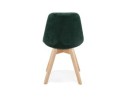 Chaise en velours vert JOE avec structure en bois naturel