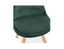 Chaise en velours vert JOE avec structure en bois naturel