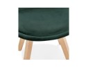 Chaise en velours vert JOE avec structure en bois naturel