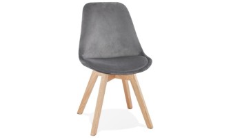 CH03380GRNA 5420072089928 Chaise en velours gris JOE avec structure en bois naturel
