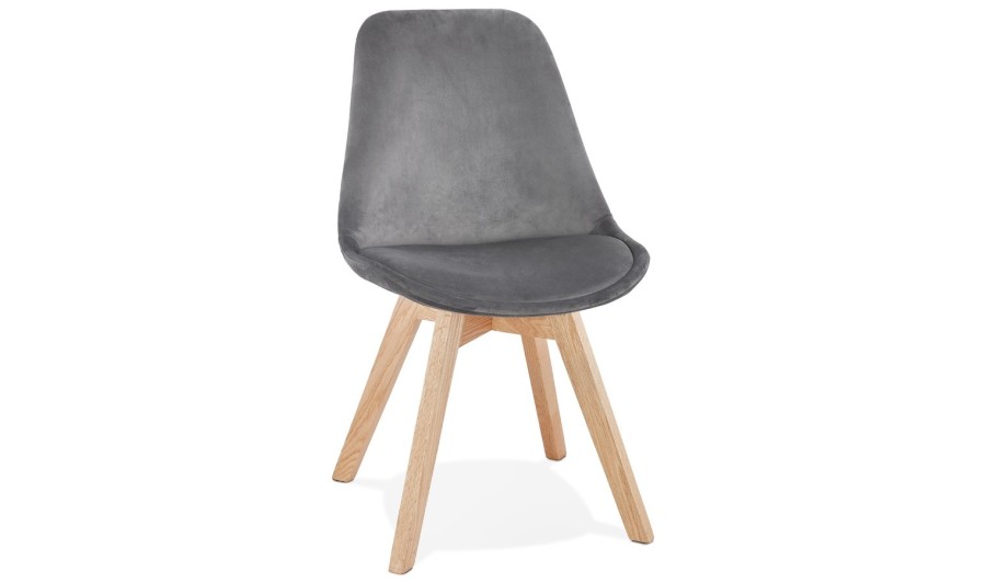 CH03380GRNA 5420072089928 Chaise en velours gris JOE avec structure en bois naturel CH03380GRNA 5420072089928 Chaise en velours gris JOE avec structure en bois naturel