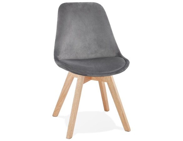 CH03380GRNA 5420072089928 Chaise en velours gris JOE avec structure en bois naturel