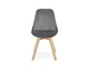 Chaise en velours gris JOE avec structure en bois naturel