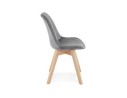 Chaise en velours gris JOE avec structure en bois naturel