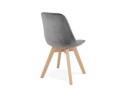 Chaise en velours gris JOE avec structure en bois naturel