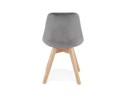 Chaise en velours gris JOE avec structure en bois naturel