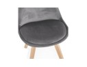 Chaise en velours gris JOE avec structure en bois naturel