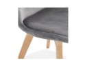 Chaise en velours gris JOE avec structure en bois naturel