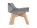 Chaise en velours gris JOE avec structure en bois naturel