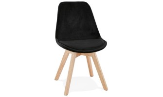 CH03400BLNA 5420072089966 Chaise en velours noir JOE avec structure en bois naturel