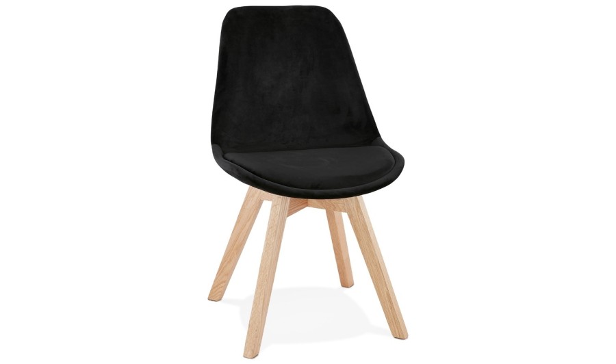 CH03400BLNA 5420072089966 Chaise en velours noir JOE avec structure en bois naturel CH03400BLNA 5420072089966 Chaise en velours noir JOE avec structure en bois naturel