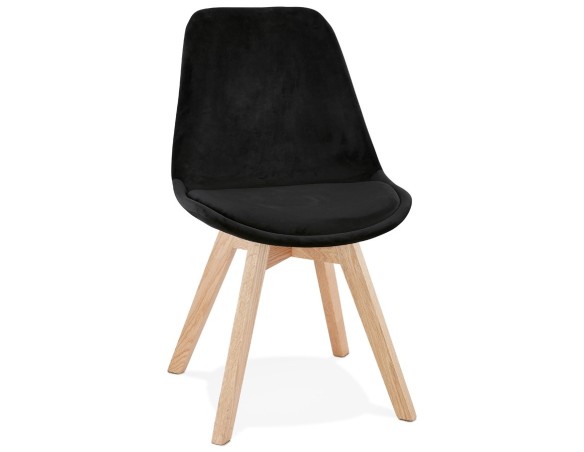 CH03400BLNA 5420072089966 Chaise en velours noir JOE avec structure en bois naturel