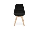 Chaise en velours noir JOE avec structure en bois naturel