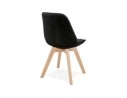 Chaise en velours noir JOE avec structure en bois naturel