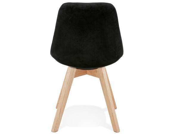 Chaise en velours noir JOE avec structure en bois naturel