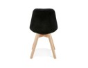 Chaise en velours noir JOE avec structure en bois naturel