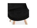 Chaise en velours noir JOE avec structure en bois naturel