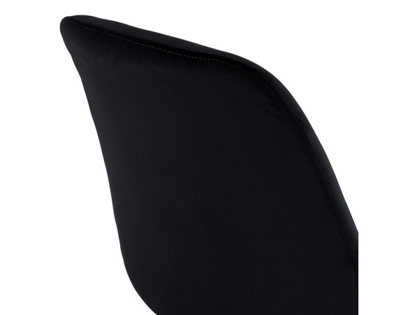 Chaise en velours noir JOE avec structure en bois naturel
