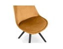 Chaise vintage RICKY en velours moutarde et pieds en bois noir