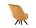 Chaise vintage RICKY en velours moutarde et pieds en bois noir