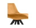 Chaise vintage RICKY en velours moutarde et pieds en bois noir