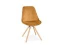 CH04420MUNA 5404028318690 Chaise vintage RICKY en velours moutarde et pieds en bois naturel