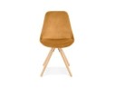 Chaise vintage RICKY en velours moutarde et pieds en bois naturel