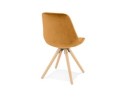 Chaise vintage RICKY en velours moutarde et pieds en bois naturel