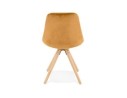 Chaise vintage RICKY en velours moutarde et pieds en bois naturel