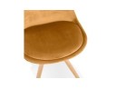 Chaise vintage RICKY en velours moutarde et pieds en bois naturel