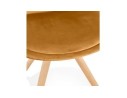 Chaise vintage RICKY en velours moutarde et pieds en bois naturel