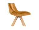 Chaise vintage RICKY en velours moutarde et pieds en bois naturel