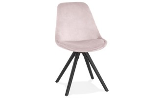 CH04430PIBL 5404028318713 Chaise vintage RICKY en velours rose et pieds en bois noir