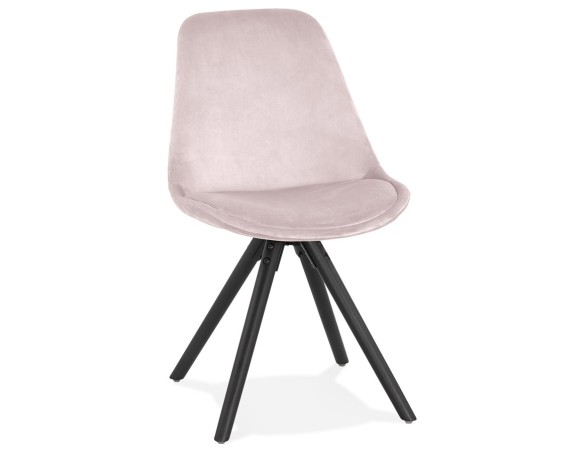 CH04430PIBL 5404028318713 Chaise vintage RICKY en velours rose et pieds en bois noir
