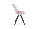Chaise vintage RICKY en velours rose et pieds en bois noir